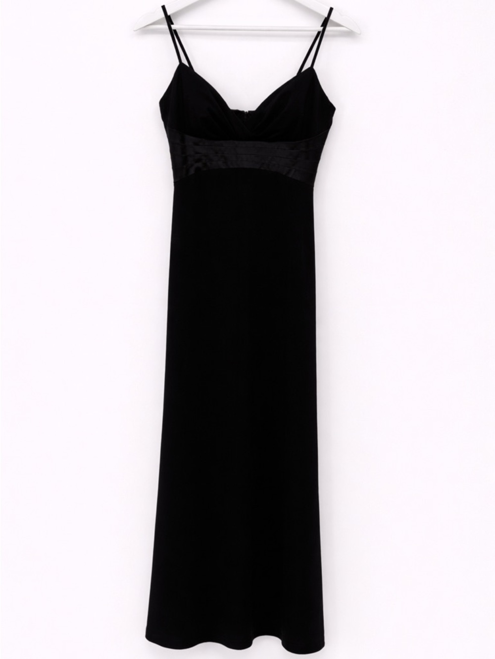 De Laru Black Long Formal Dress Satin Tie Bow Size 3/4 Y2k